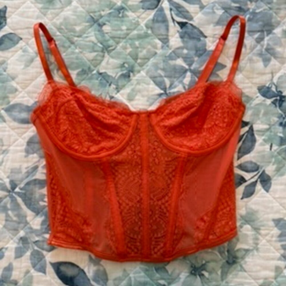 White Fox Feel the Passion Lace Bustier, Burnt Orange